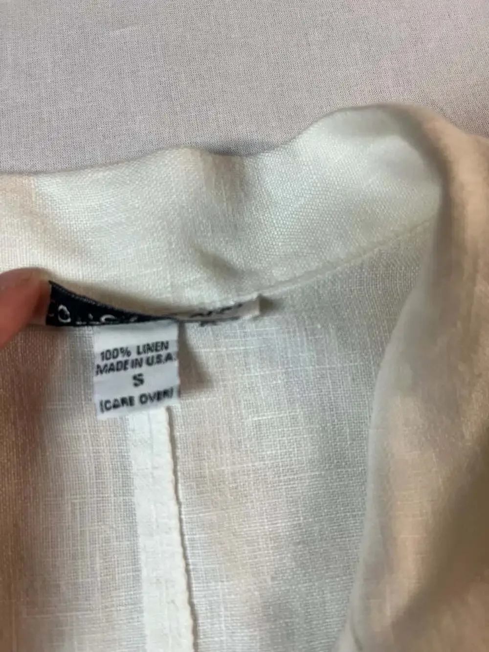 Cotton Wear White Linen Button Up Jacket Size S Vintage Made in USA